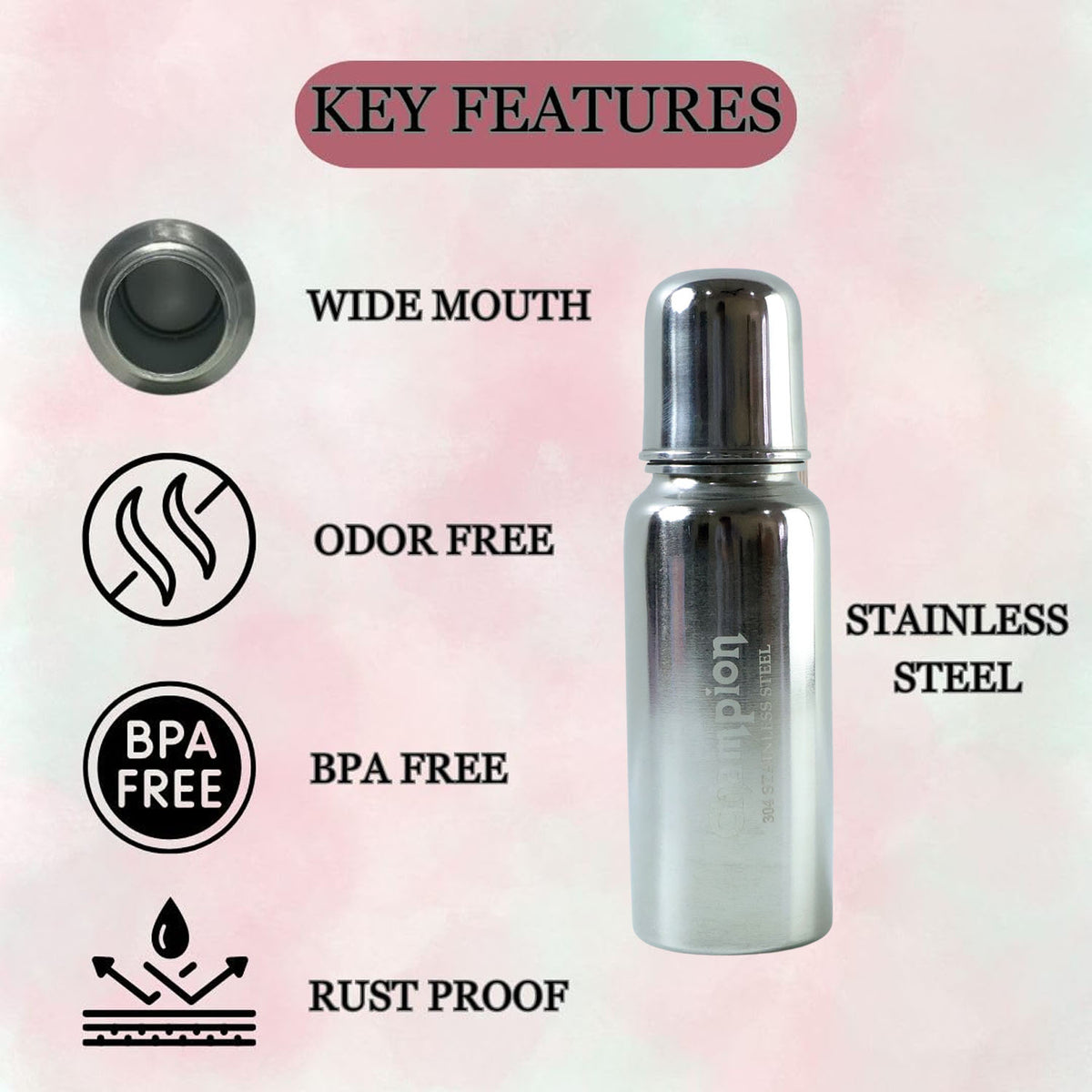 Stainless Steel Baby Feeding Bottle 200ml
